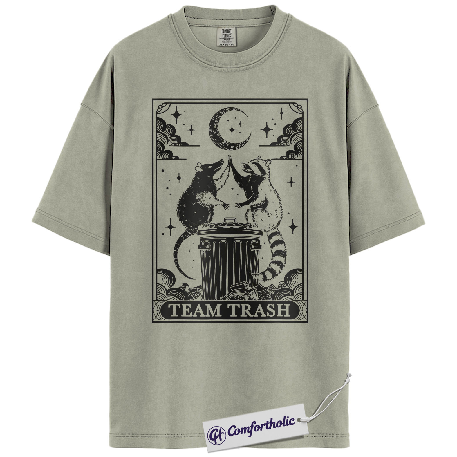 Team Trash Shirt, Funny Raccoon & Possum Graphic Tee, Trash Panda Animal T-Shirt, Celestial Meme Gift for Animal Lovers, Comfort Colors Shirt - Image 6