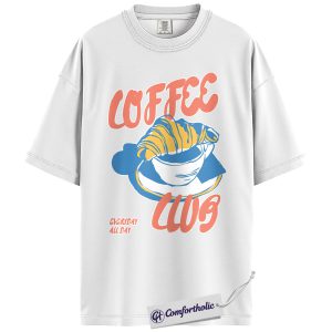 Alternative view of Coffee Club Shirt, Cute Coffee Lover Graphic Tee, Croissant Breakfast Aesthetic T-Shirt, Fun Gift for Baristas and Cafe Lovers, Comfort Colors Shirt