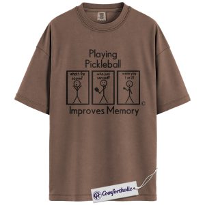 Funny Pickleball Shirt, Playing Pickleball Improves Memory Meme Tee, Humor Sports Graphic T-Shirt, Gift for Pickleball Players, Comfort Colors Shirt
