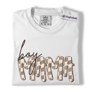 Alternative view of Boy Mama Shirt, Gingham Mama Graphic Tee, Motherhood Mom Life T-Shirt, Mother's Day Gift for Boy Moms, Comfort Colors Shirt
