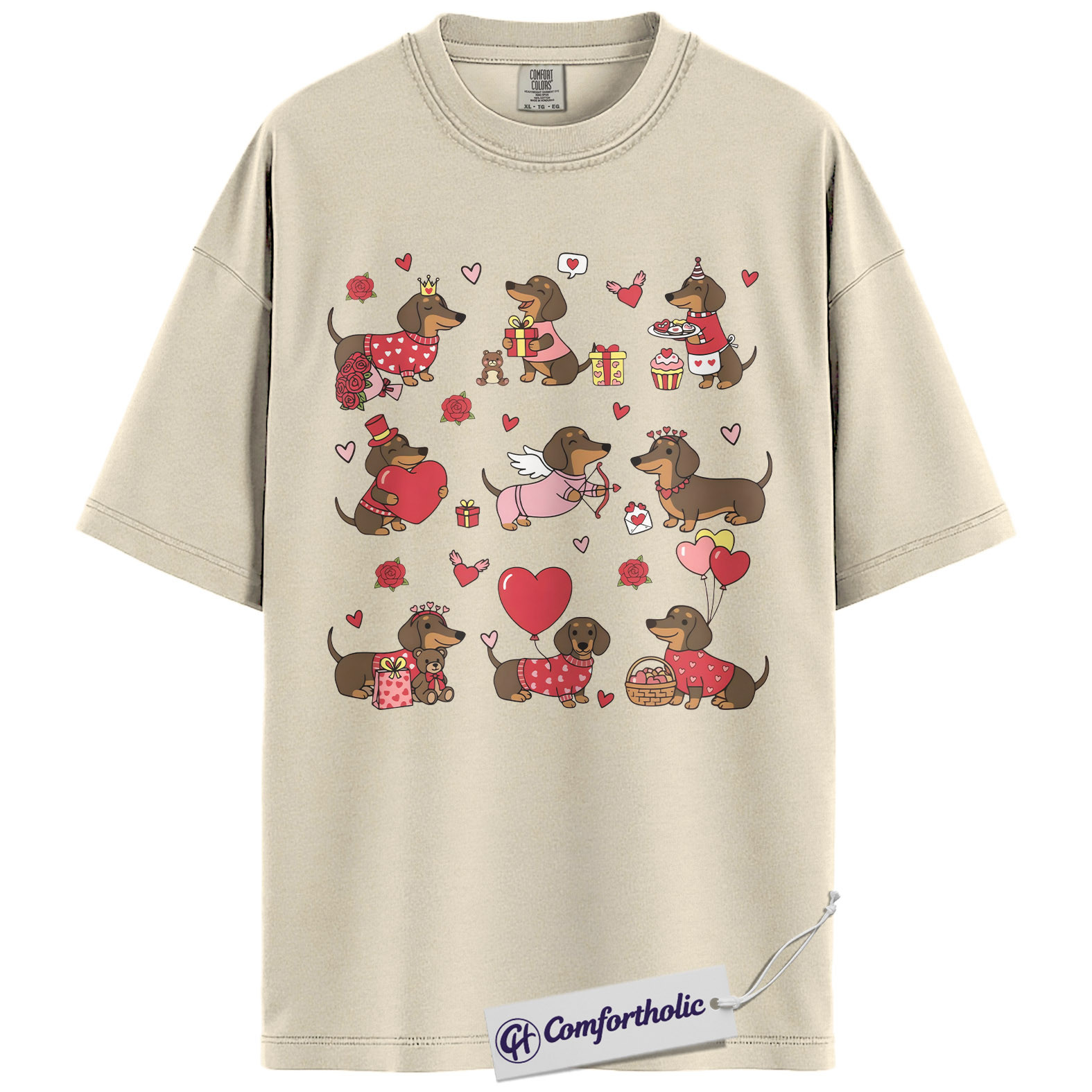 Dachshund Valentine Shirt, Cute Wiener Dog Graphic Tee, Funny Dog Lover T-Shirt, Valentine Gift for Dog Moms, Comfort Colors Shirt - Image 5