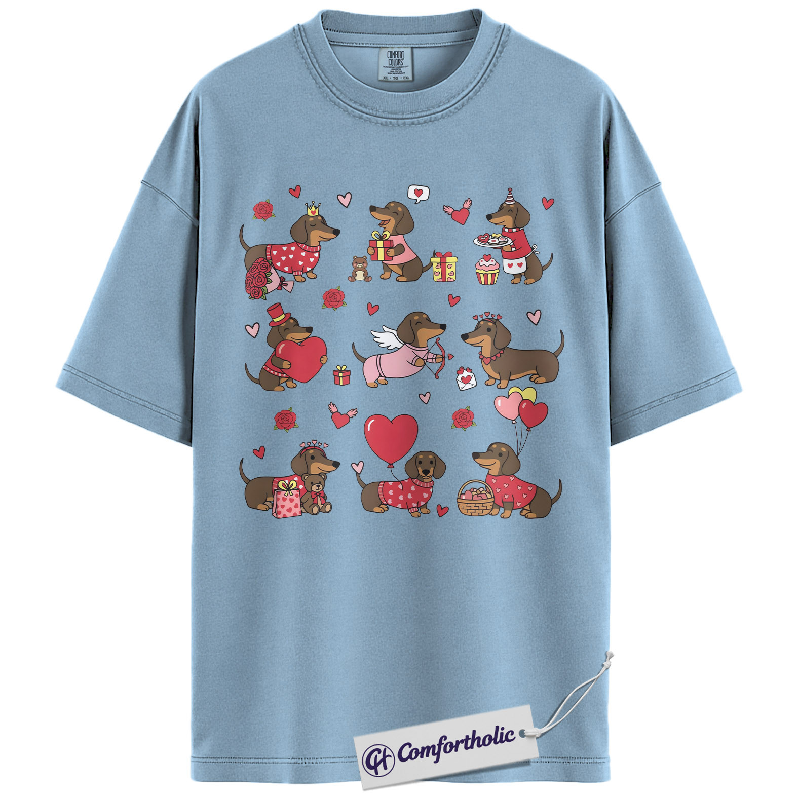 Dachshund Valentine Shirt, Cute Wiener Dog Graphic Tee, Funny Dog Lover T-Shirt, Valentine Gift for Dog Moms, Comfort Colors Shirt - Image 14