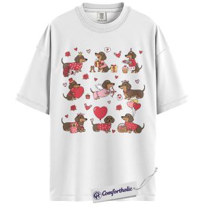 Alternative view of Dachshund Valentine Shirt, Cute Wiener Dog Graphic Tee, Funny Dog Lover T-Shirt, Valentine Gift for Dog Moms, Comfort Colors Shirt