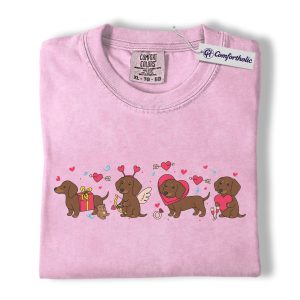 Dachshund Valentine Shirt, Cute Wiener Dog Graphic Tee, Funny Dog Lover T-Shirt, Valentine Gift for Dog Moms, Comfort Colors Shirt