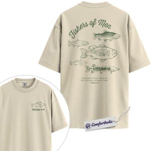 Fishers of Men Shirt, Christian Fishing Bible Verse Graphic Tee, Matthew 4:19 Religious T-Shirt, Faith Gift for Fishermen, Comfort Colors Shirt 2-Sided