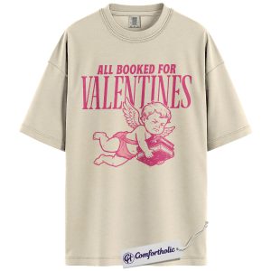 Alternative view of All Booked for Valentines Shirt, Cute Cupid Book Lover Graphic Tee, Bookish Aesthetic T-Shirt, Romantic Gift for Readers & Book Lovers, Comfort Colors Shirt