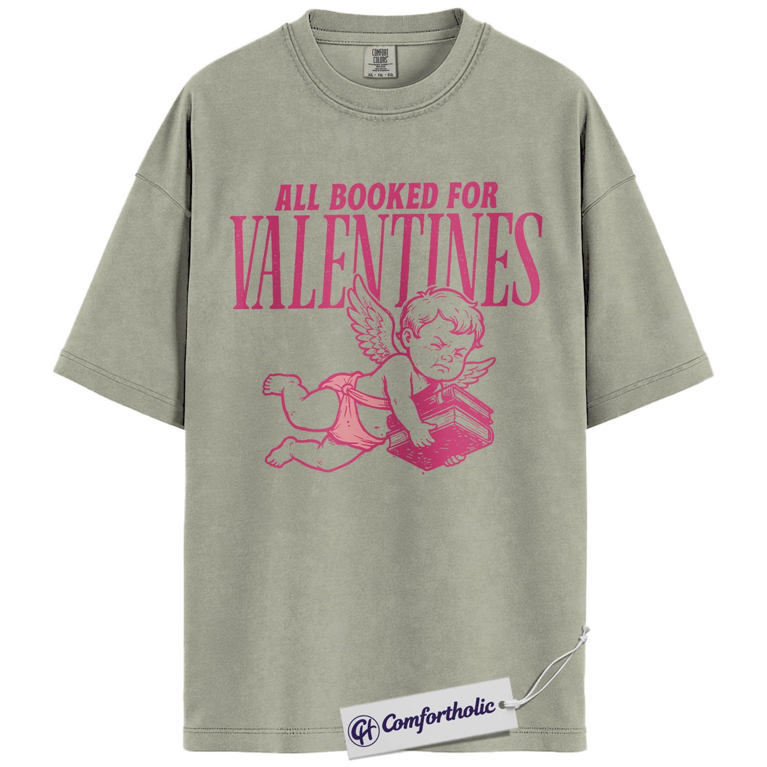 All Booked for Valentines Shirt, Cute Cupid Book Lover Graphic Tee, Bookish Aesthetic T-Shirt, Romantic Gift for Readers & Book Lovers, Comfort Colors Shirt - Image 7