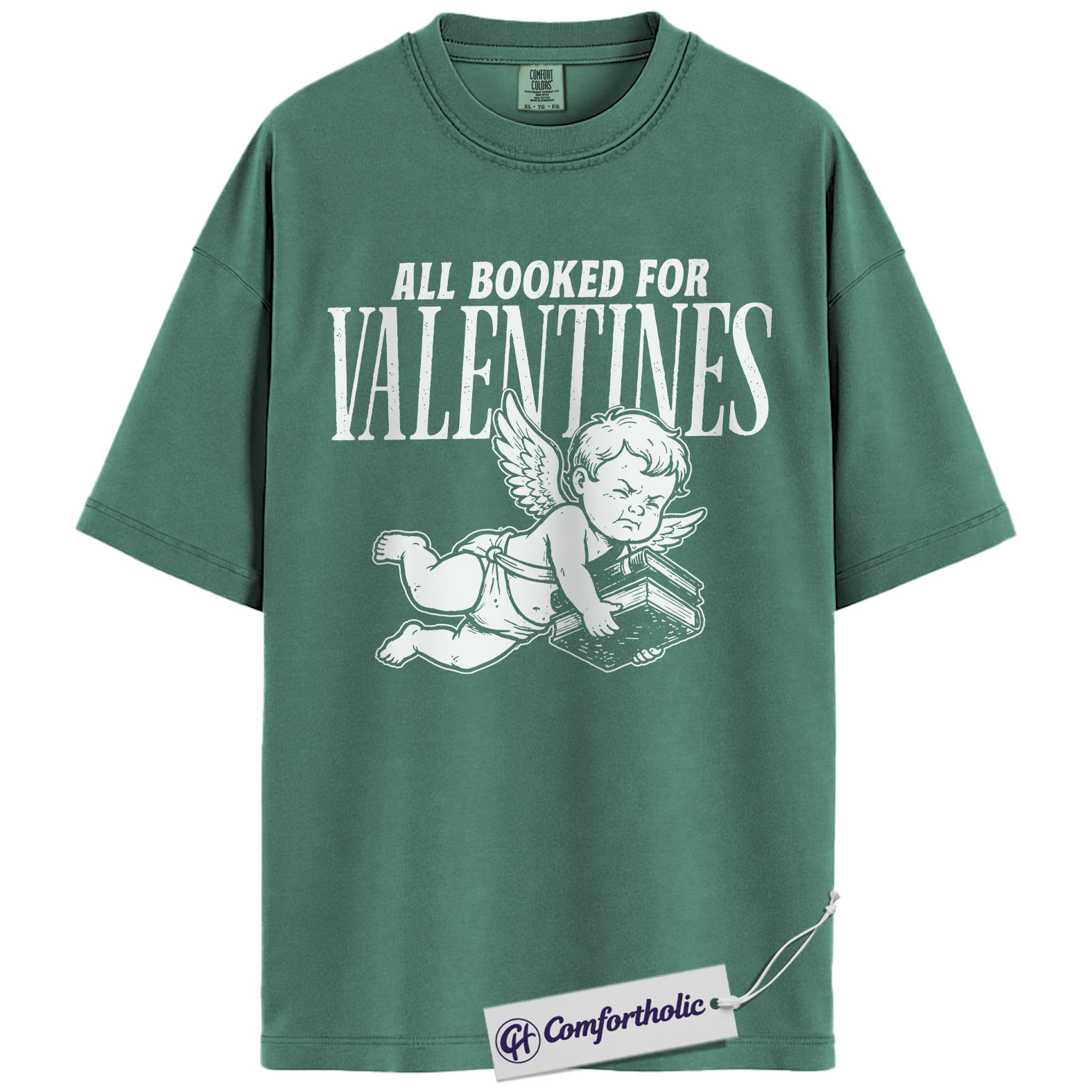 All Booked for Valentines Shirt, Cute Cupid Book Lover Graphic Tee, Bookish Aesthetic T-Shirt, Romantic Gift for Readers & Book Lovers, Comfort Colors Shirt - Image 10
