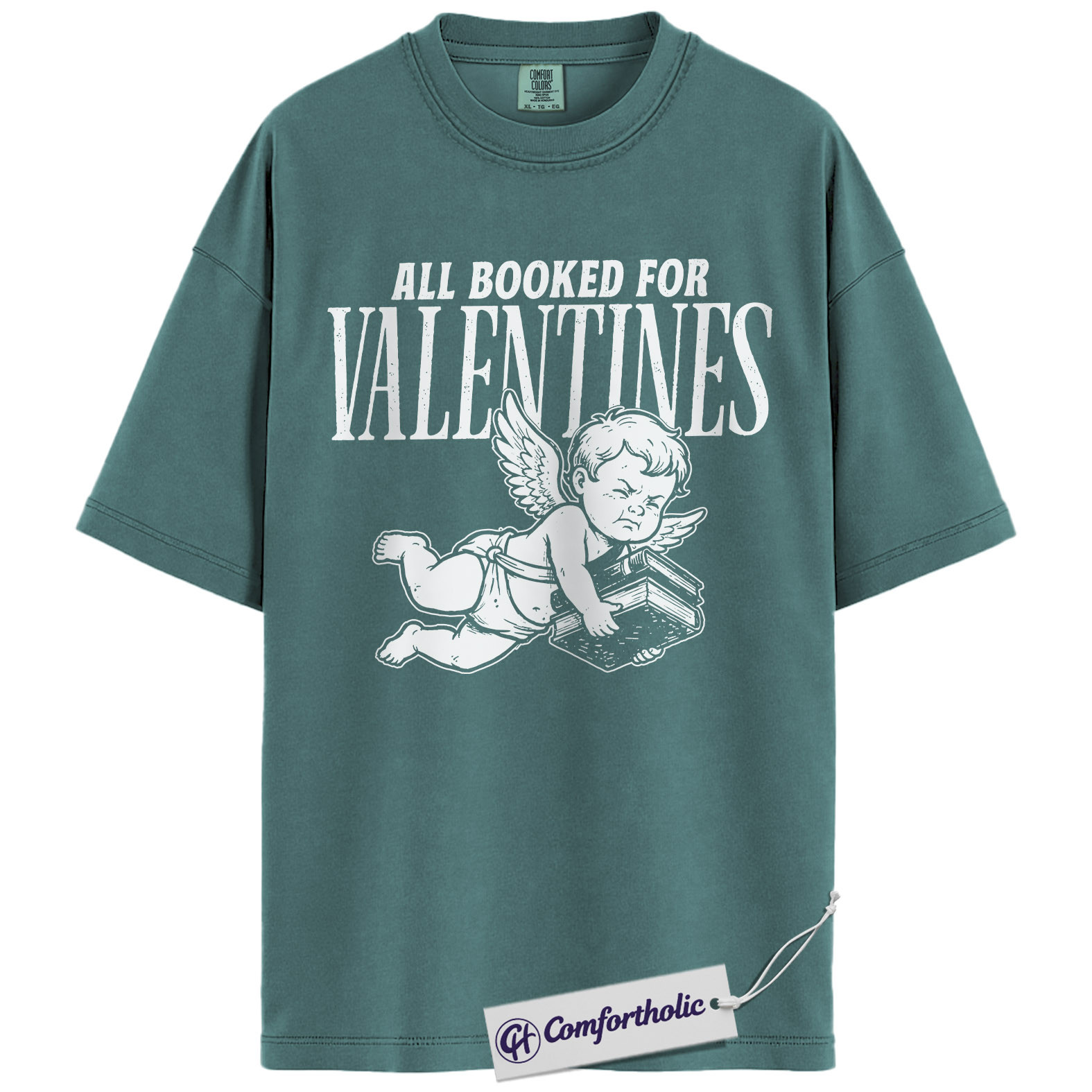 All Booked for Valentines Shirt, Cute Cupid Book Lover Graphic Tee, Bookish Aesthetic T-Shirt, Romantic Gift for Readers & Book Lovers, Comfort Colors Shirt - Image 11