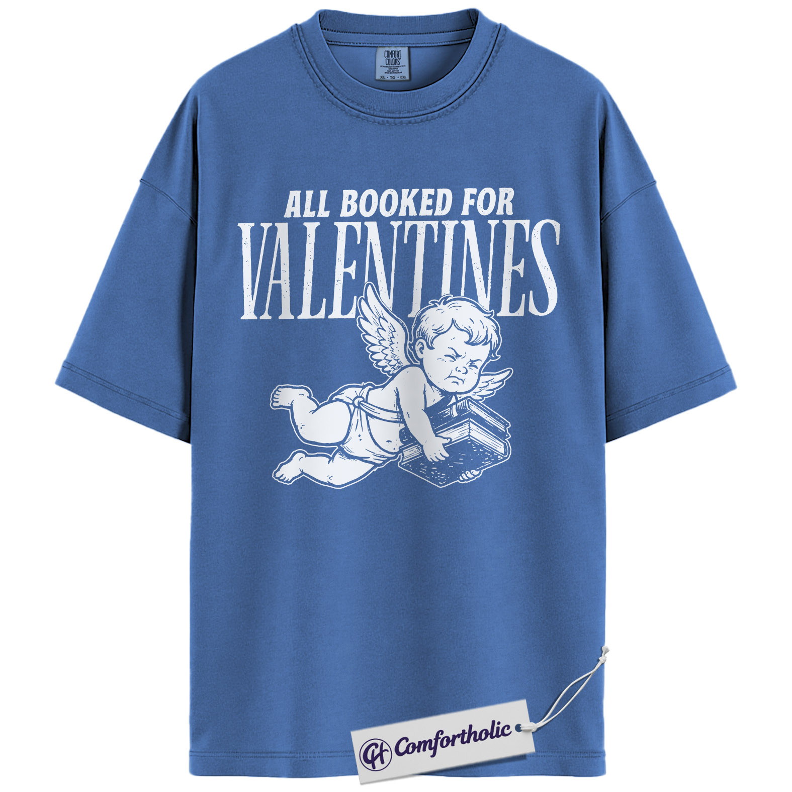 All Booked for Valentines Shirt, Cute Cupid Book Lover Graphic Tee, Bookish Aesthetic T-Shirt, Romantic Gift for Readers & Book Lovers, Comfort Colors Shirt - Image 12