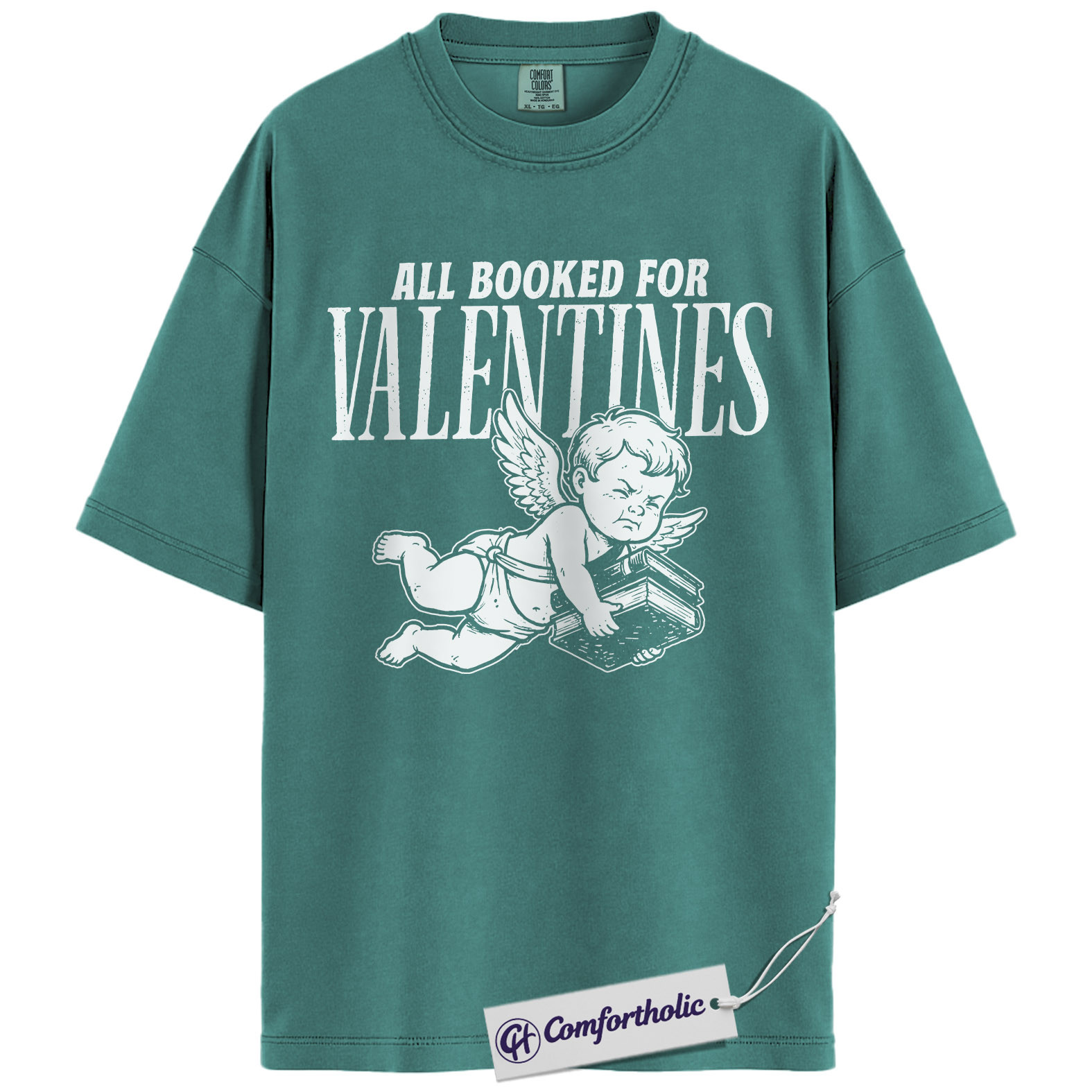 All Booked for Valentines Shirt, Cute Cupid Book Lover Graphic Tee, Bookish Aesthetic T-Shirt, Romantic Gift for Readers & Book Lovers, Comfort Colors Shirt - Image 13