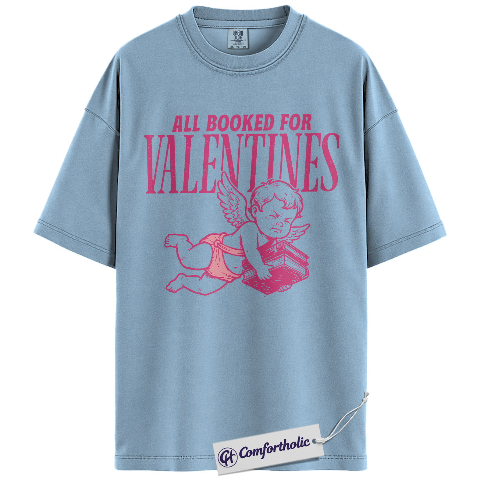 All Booked for Valentines Shirt, Cute Cupid Book Lover Graphic Tee, Bookish Aesthetic T-Shirt, Romantic Gift for Readers & Book Lovers, Comfort Colors Shirt - Image 14