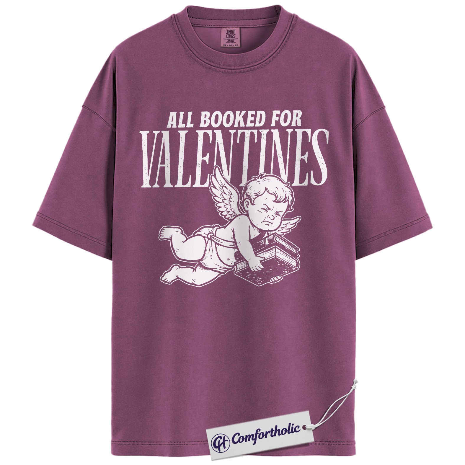 All Booked for Valentines Shirt, Cute Cupid Book Lover Graphic Tee, Bookish Aesthetic T-Shirt, Romantic Gift for Readers & Book Lovers, Comfort Colors Shirt - Image 15