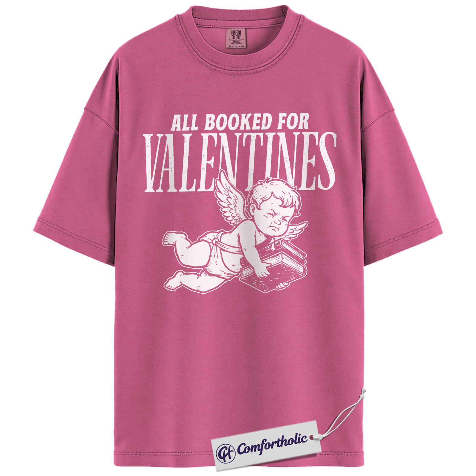 All Booked for Valentines Shirt, Cute Cupid Book Lover Graphic Tee, Bookish Aesthetic T-Shirt, Romantic Gift for Readers & Book Lovers, Comfort Colors Shirt - Image 16
