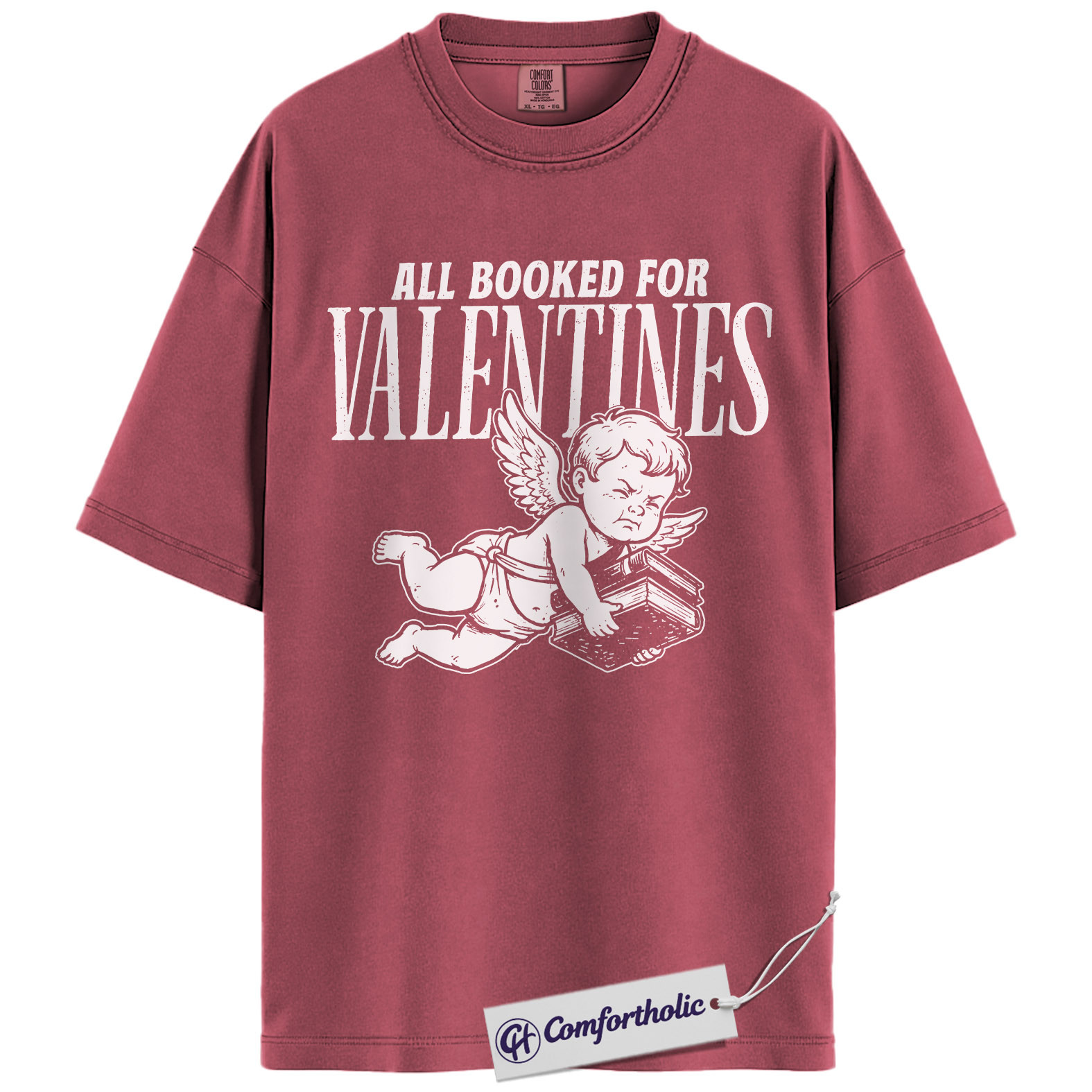 All Booked for Valentines Shirt, Cute Cupid Book Lover Graphic Tee, Bookish Aesthetic T-Shirt, Romantic Gift for Readers & Book Lovers, Comfort Colors Shirt - Image 18