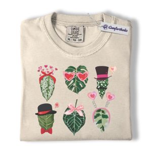 Valentine Plant Lover Shirt, Cute Botanical Heart Leaf Graphic Tee, Houseplant Aesthetic T-Shirt, Gift for Plant Moms & Garden Lovers, Comfort Colors Shirt