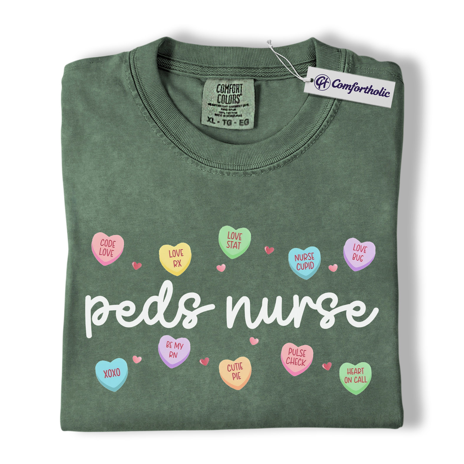 Peds Nurse Valentine Shirt, Cute Candy Heart Nursing Graphic Tee, Pediatric Nurse Aesthetic T-Shirt, Valentine Gift for Healthcare Workers, Comfort Colors Shirt - Image 6