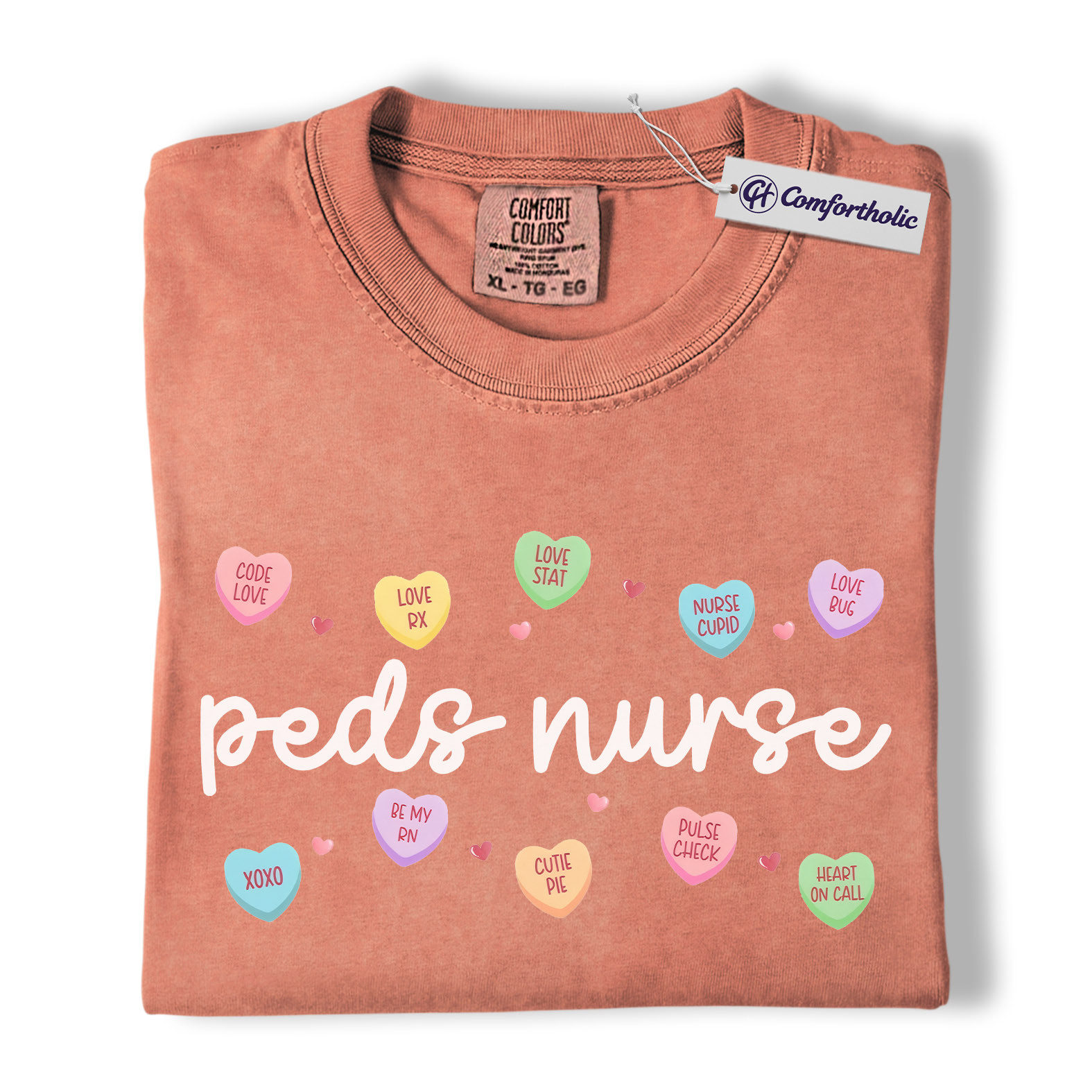 Peds Nurse Valentine Shirt, Cute Candy Heart Nursing Graphic Tee, Pediatric Nurse Aesthetic T-Shirt, Valentine Gift for Healthcare Workers, Comfort Colors Shirt - Image 8