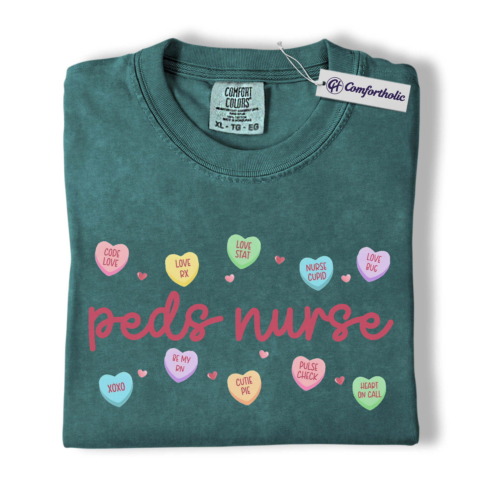 Peds Nurse Valentine Shirt, Cute Candy Heart Nursing Graphic Tee, Pediatric Nurse Aesthetic T-Shirt, Valentine Gift for Healthcare Workers, Comfort Colors Shirt - Image 11
