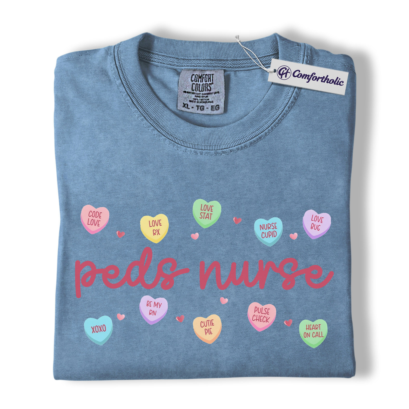 Peds Nurse Valentine Shirt, Cute Candy Heart Nursing Graphic Tee, Pediatric Nurse Aesthetic T-Shirt, Valentine Gift for Healthcare Workers, Comfort Colors Shirt - Image 17