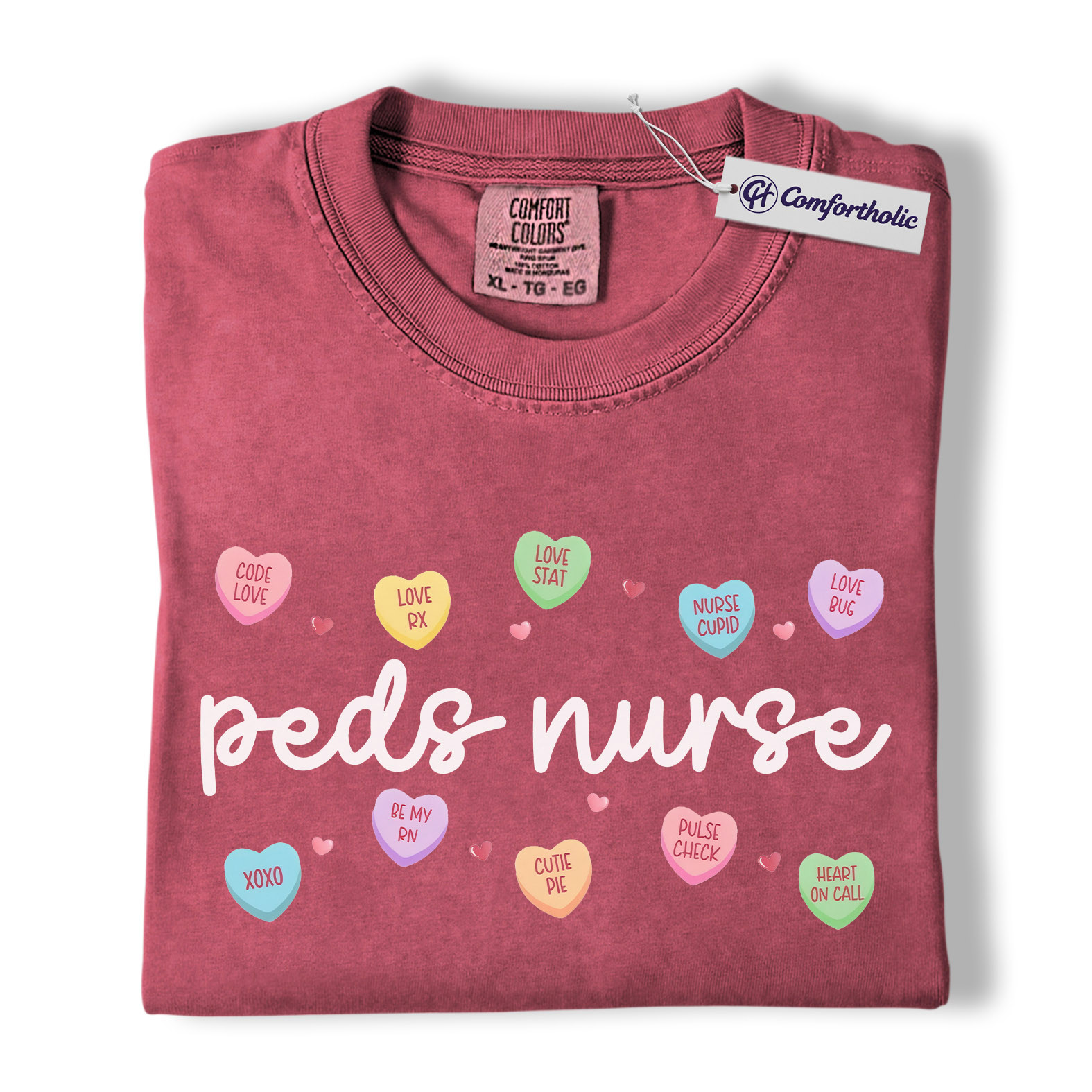 Peds Nurse Valentine Shirt, Cute Candy Heart Nursing Graphic Tee, Pediatric Nurse Aesthetic T-Shirt, Valentine Gift for Healthcare Workers, Comfort Colors Shirt - Image 18