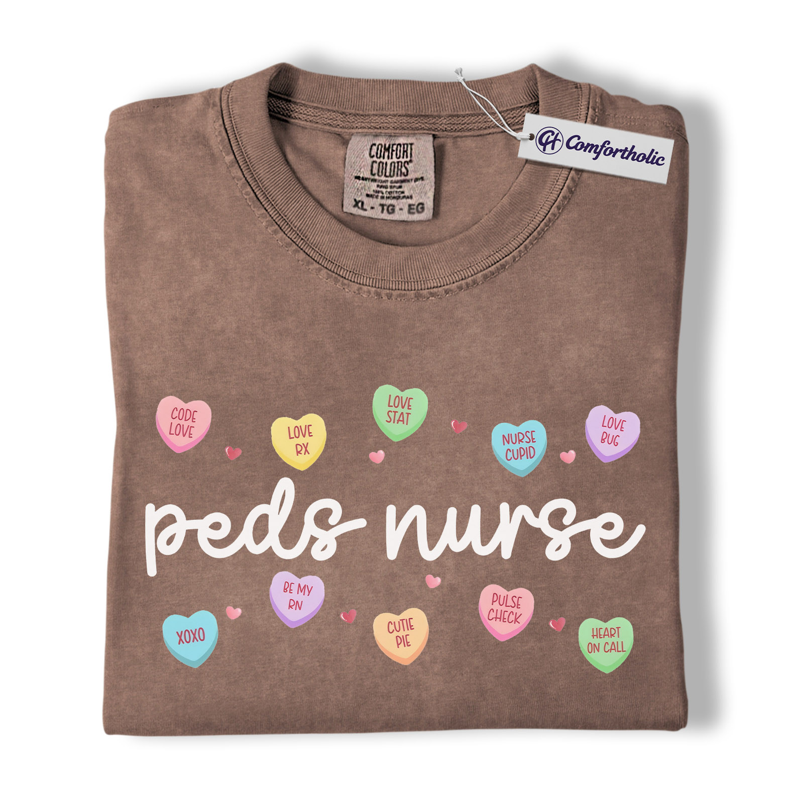Peds Nurse Valentine Shirt, Cute Candy Heart Nursing Graphic Tee, Pediatric Nurse Aesthetic T-Shirt, Valentine Gift for Healthcare Workers, Comfort Colors Shirt - Image 19