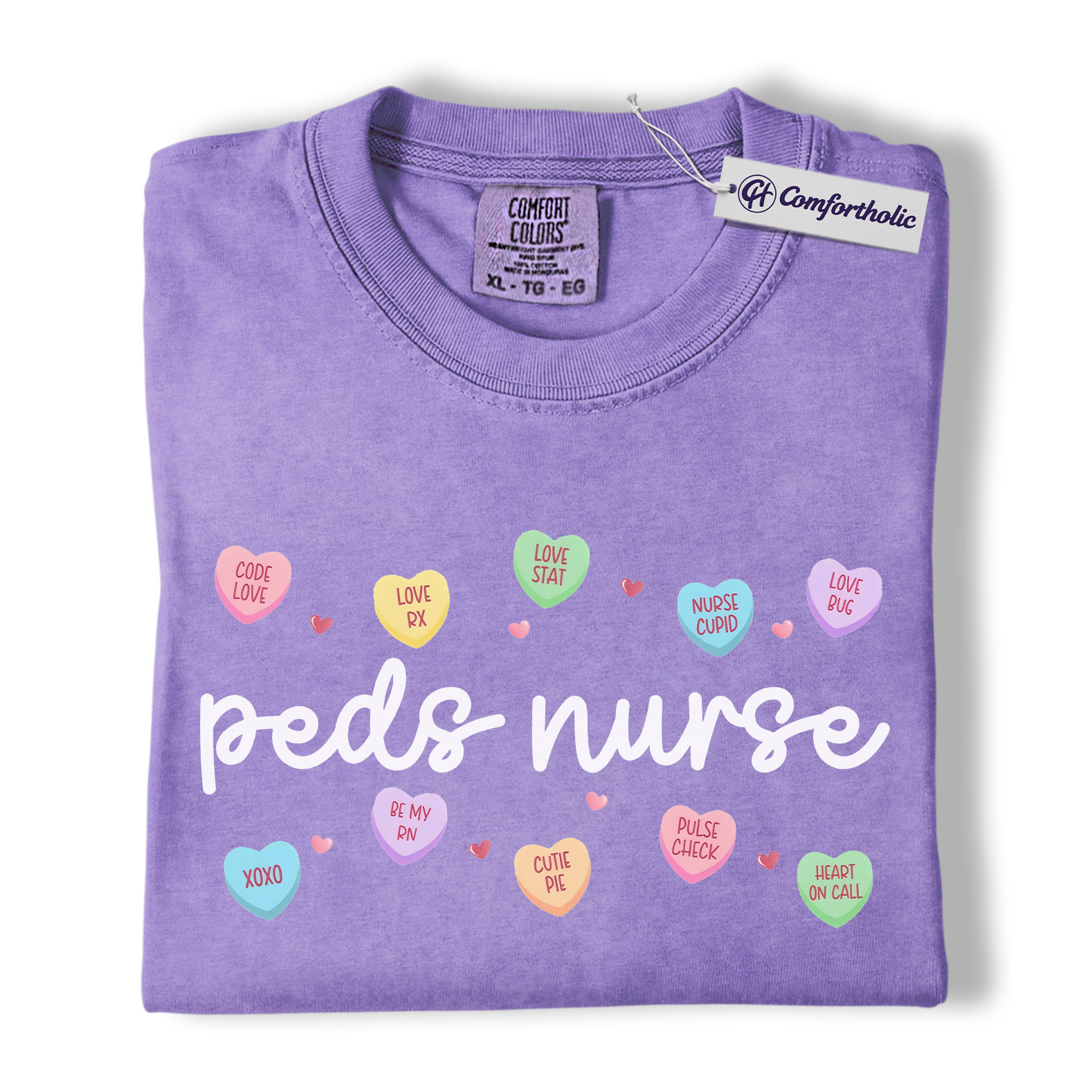 Peds Nurse Valentine Shirt, Cute Candy Heart Nursing Graphic Tee, Pediatric Nurse Aesthetic T-Shirt, Valentine Gift for Healthcare Workers, Comfort Colors Shirt - Image 20