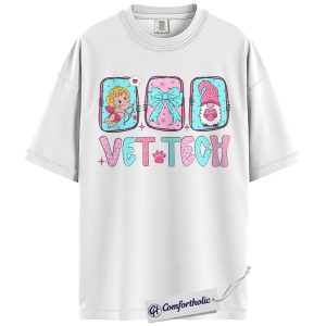 Alternative view of Valentine Vet Tech Shirt, Cute Pastel Veterinary Technician Graphic Tee, Kawaii Animal Clinic T-Shirt, Sweet Gift for Vet Techs & Pet Lovers, Comfort Colors Shirt