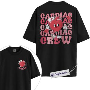 Personalized Cardiac Care Crew Shirt, Custom Name Heart Nurse Graphic Tee, Cardiology Nurse T-Shirt, Valentine's Day Gift for Cardiac Nurses, Comfort Colors Shirt 2-Sided