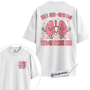 Alternative view of We Be-Lung Together Shirt, Personalized Respiratory Therapist T-Shirt, Custom Name Medical Valentine Graphic Tee, Cute Healthcare Gift for RTs, Comfort Colors Shirt 2-Sided