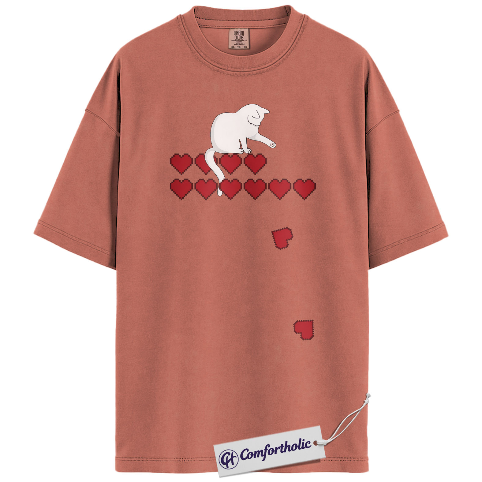 Pixel Heart Cat Shirt, Cute Gamer Cat Graphic Tee, Retro Valentine T-Shirt, Funny Cat Lover Gift, Comfort Colors Shirt - Image 7