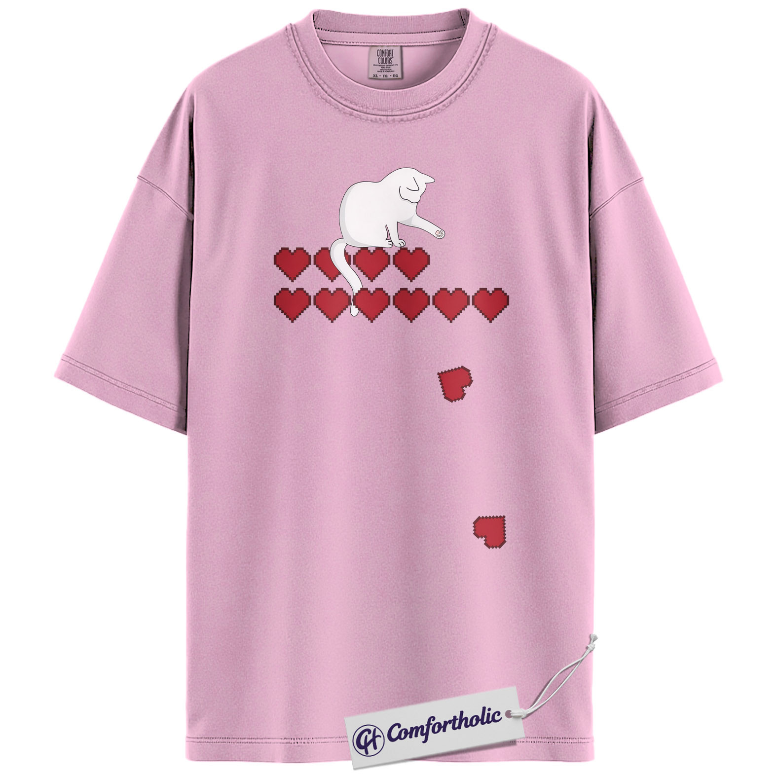 Pixel Heart Cat Shirt, Cute Gamer Cat Graphic Tee, Retro Valentine T-Shirt, Funny Cat Lover Gift, Comfort Colors Shirt - Image 8