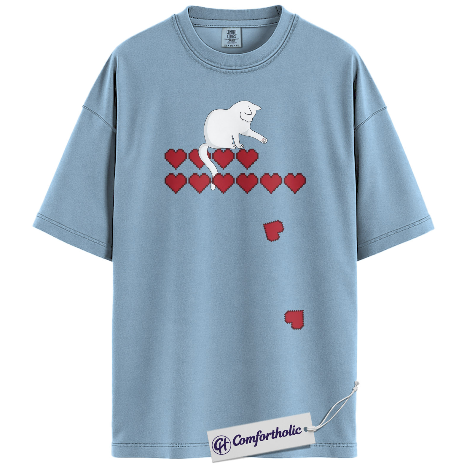 Pixel Heart Cat Shirt, Cute Gamer Cat Graphic Tee, Retro Valentine T-Shirt, Funny Cat Lover Gift, Comfort Colors Shirt - Image 14