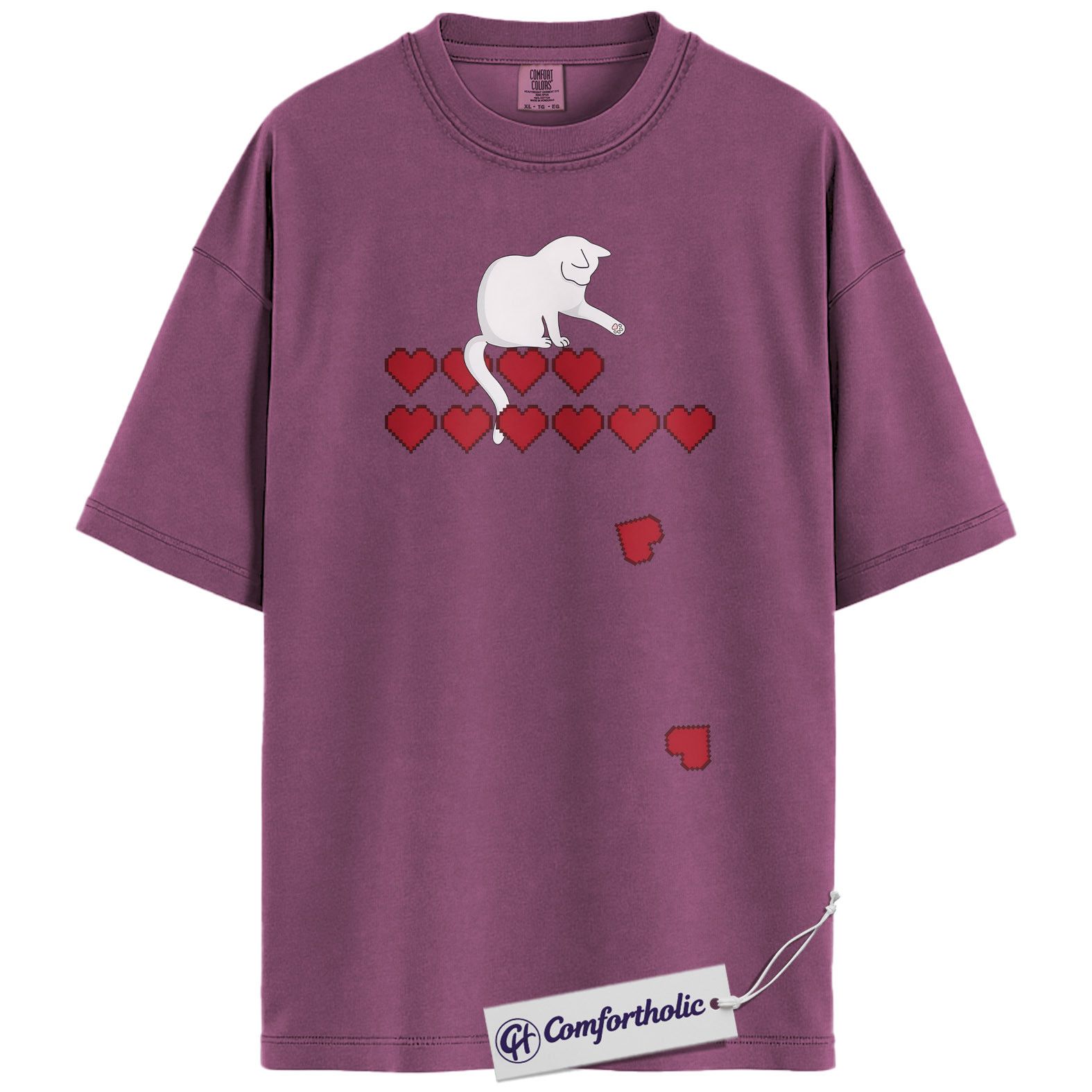 Pixel Heart Cat Shirt, Cute Gamer Cat Graphic Tee, Retro Valentine T-Shirt, Funny Cat Lover Gift, Comfort Colors Shirt - Image 15
