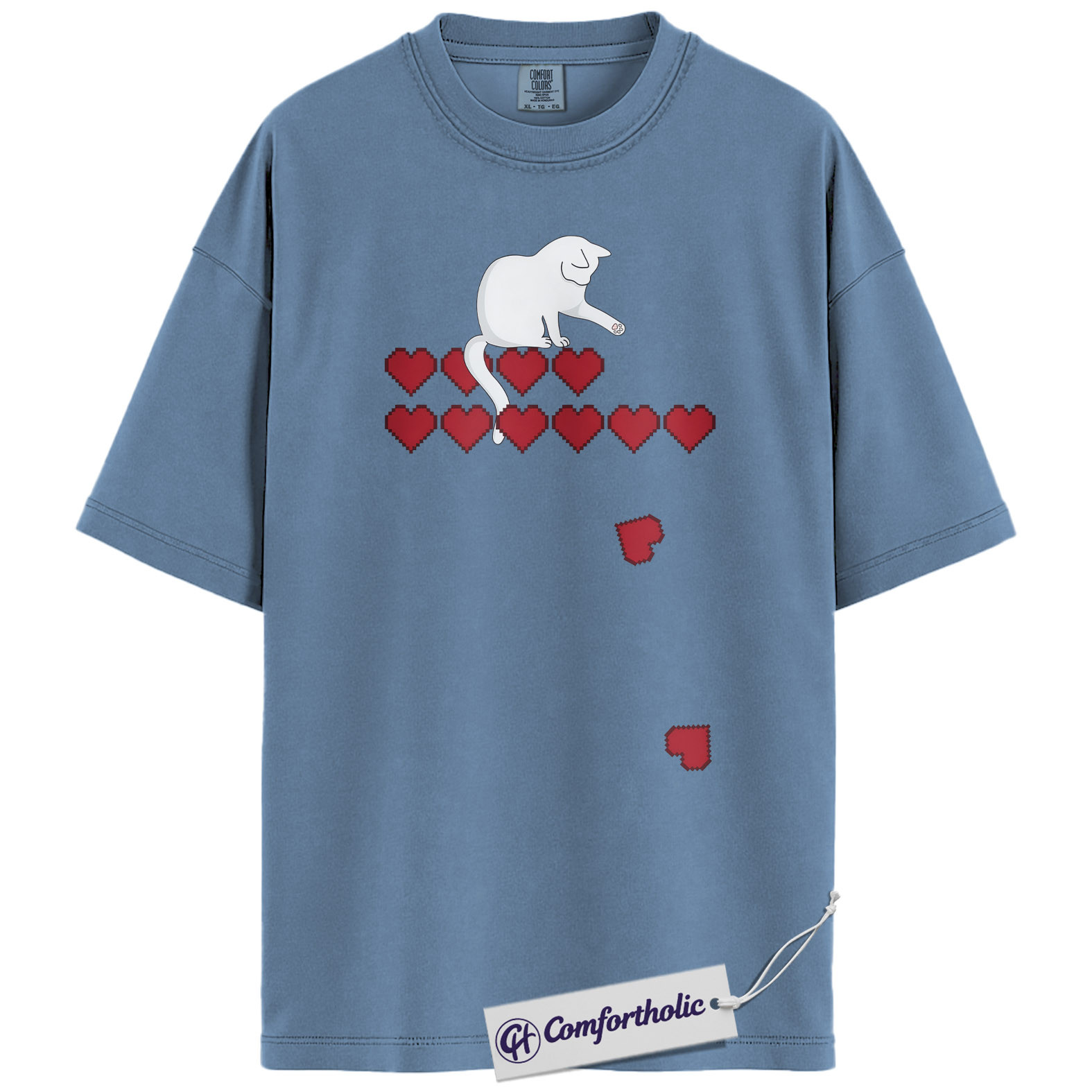 Pixel Heart Cat Shirt, Cute Gamer Cat Graphic Tee, Retro Valentine T-Shirt, Funny Cat Lover Gift, Comfort Colors Shirt - Image 17