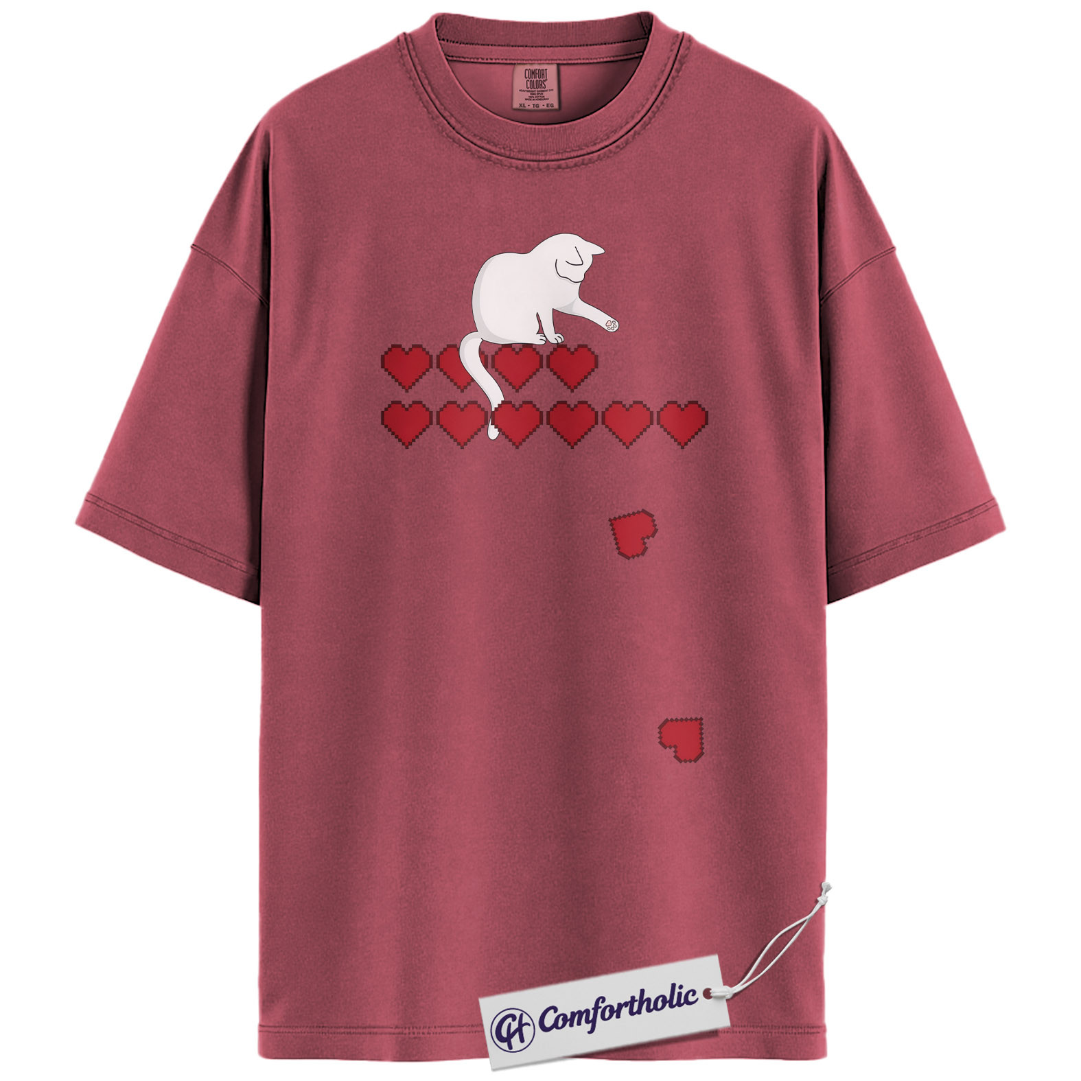 Pixel Heart Cat Shirt, Cute Gamer Cat Graphic Tee, Retro Valentine T-Shirt, Funny Cat Lover Gift, Comfort Colors Shirt - Image 18