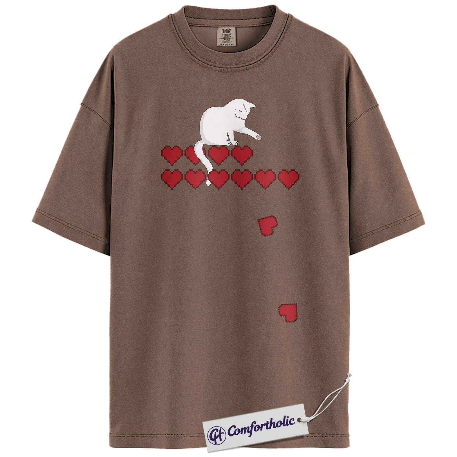 Pixel Heart Cat Shirt, Cute Gamer Cat Graphic Tee, Retro Valentine T-Shirt, Funny Cat Lover Gift, Comfort Colors Shirt - Image 19