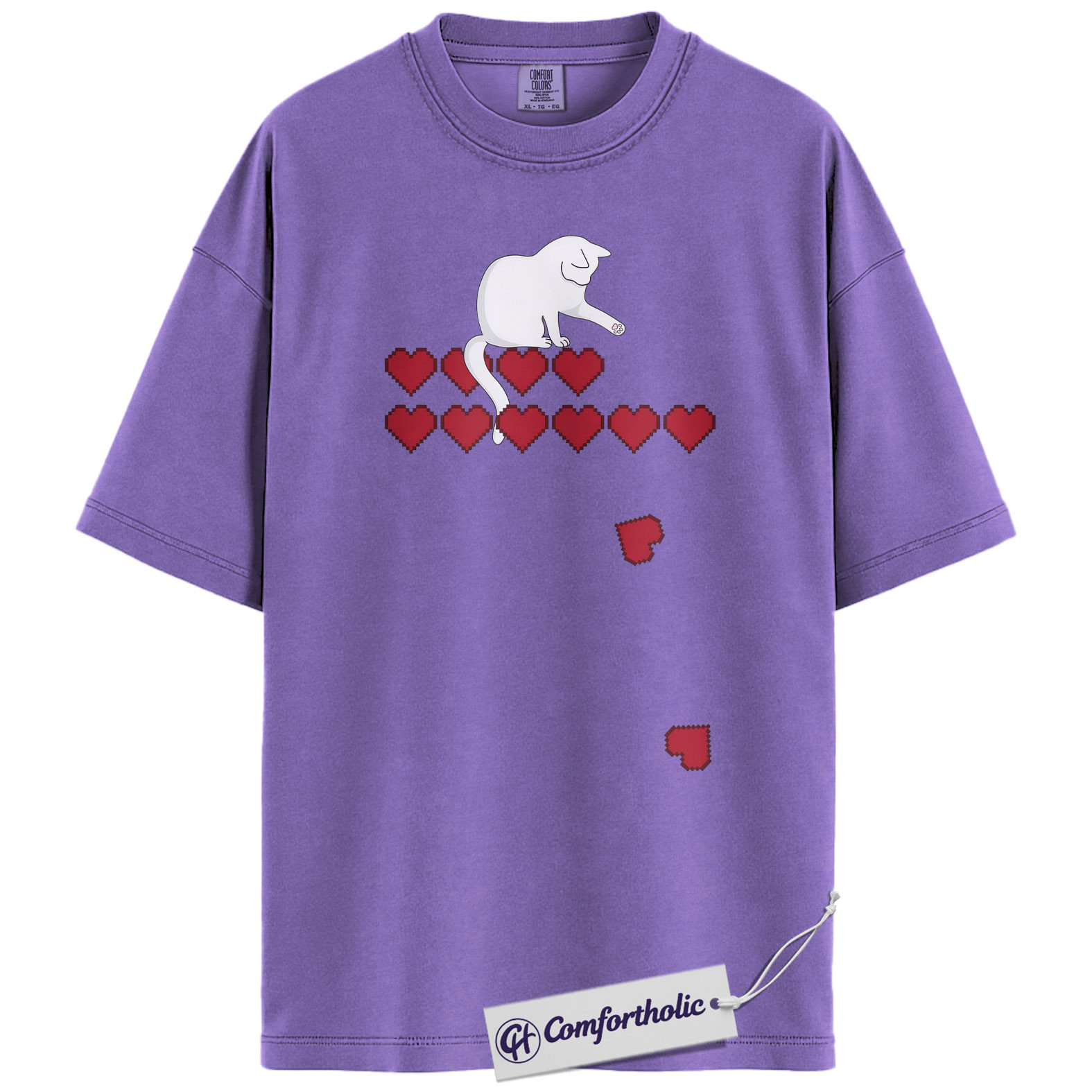 Pixel Heart Cat Shirt, Cute Gamer Cat Graphic Tee, Retro Valentine T-Shirt, Funny Cat Lover Gift, Comfort Colors Shirt - Image 20