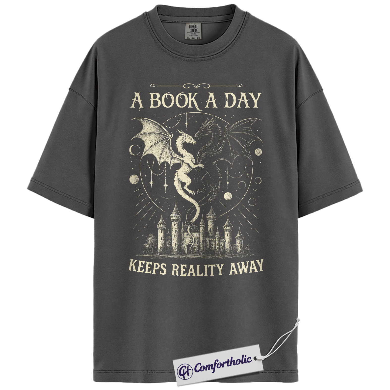 A Book a Day Shirt, Fantasy Dragon Bookish T-Shirt, Dark Reader Aesthetic Tee, Gift for Book Lovers, Comfort Colors Shirt - Image 3