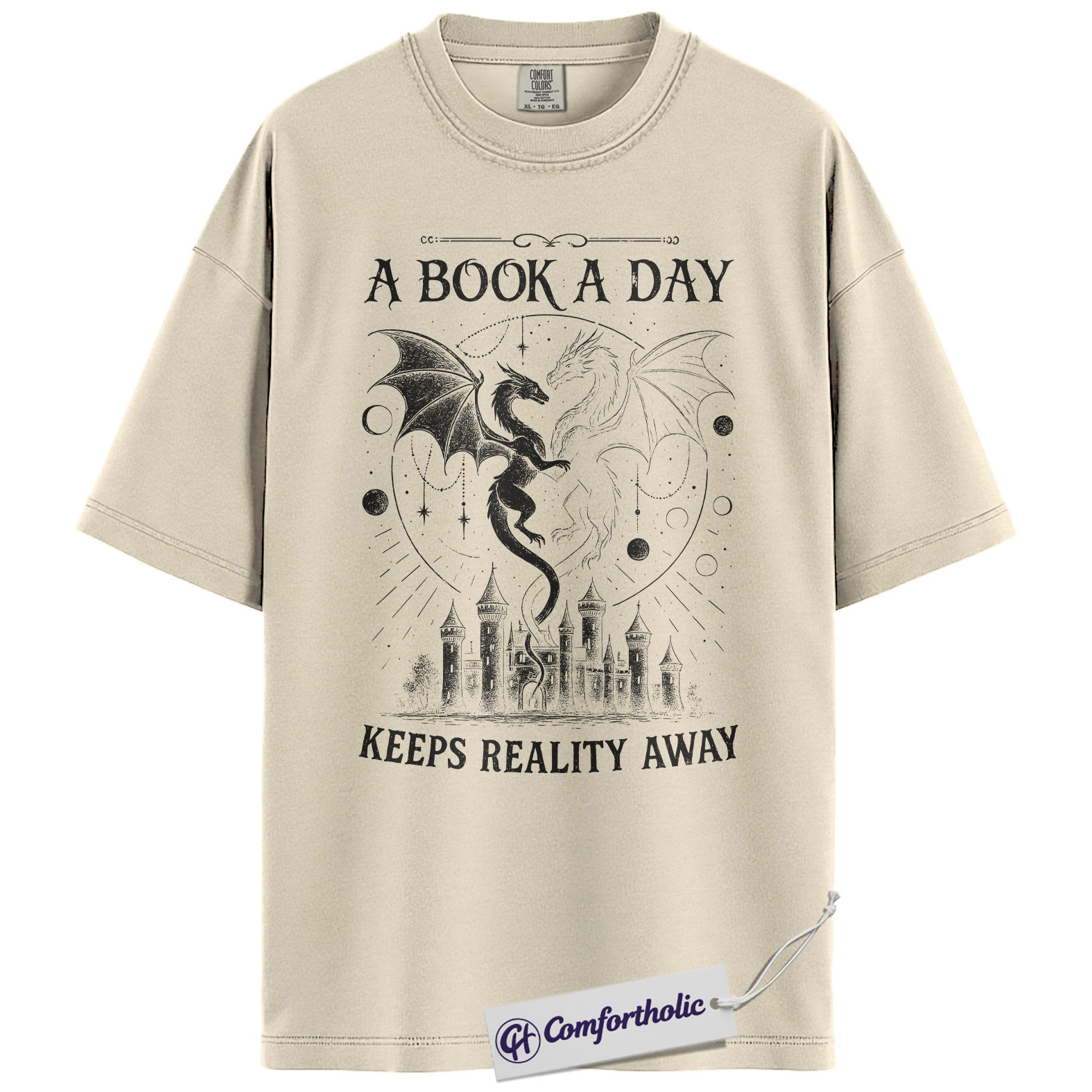A Book a Day Shirt, Fantasy Dragon Bookish T-Shirt, Dark Reader Aesthetic Tee, Gift for Book Lovers, Comfort Colors Shirt - Image 4