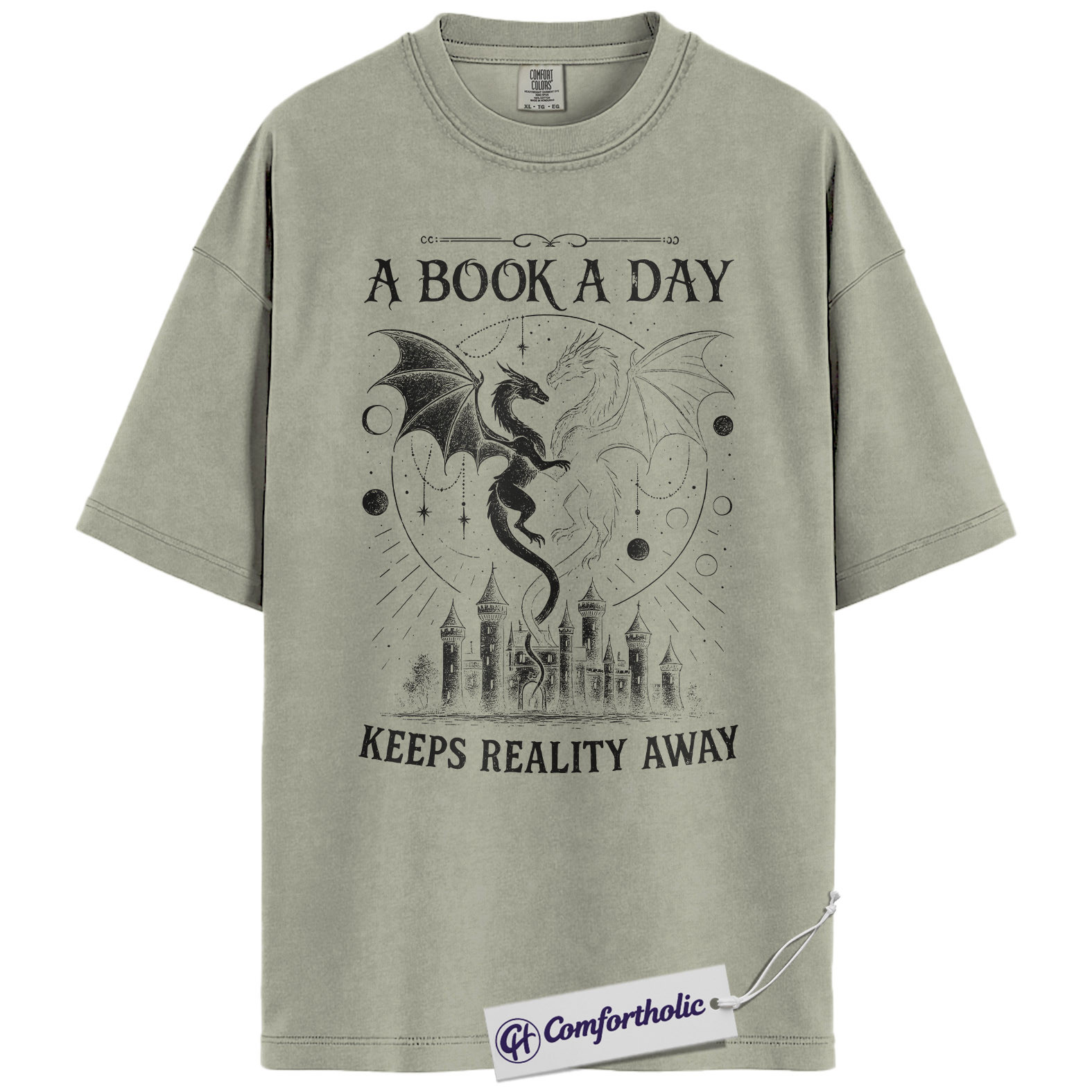 A Book a Day Shirt, Fantasy Dragon Bookish T-Shirt, Dark Reader Aesthetic Tee, Gift for Book Lovers, Comfort Colors Shirt - Image 6