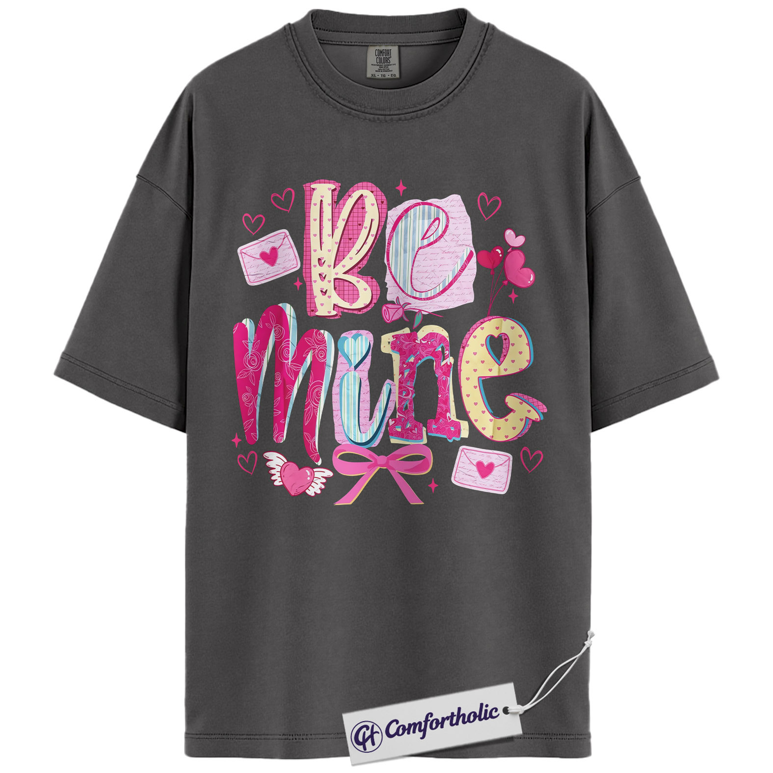 Be Mine Shirt, Cute Valentine Graphic Tee, Romantic Pink Aesthetic T-Shirt, Sweet Gift for Her, Comfort Colors Shirt - Image 3