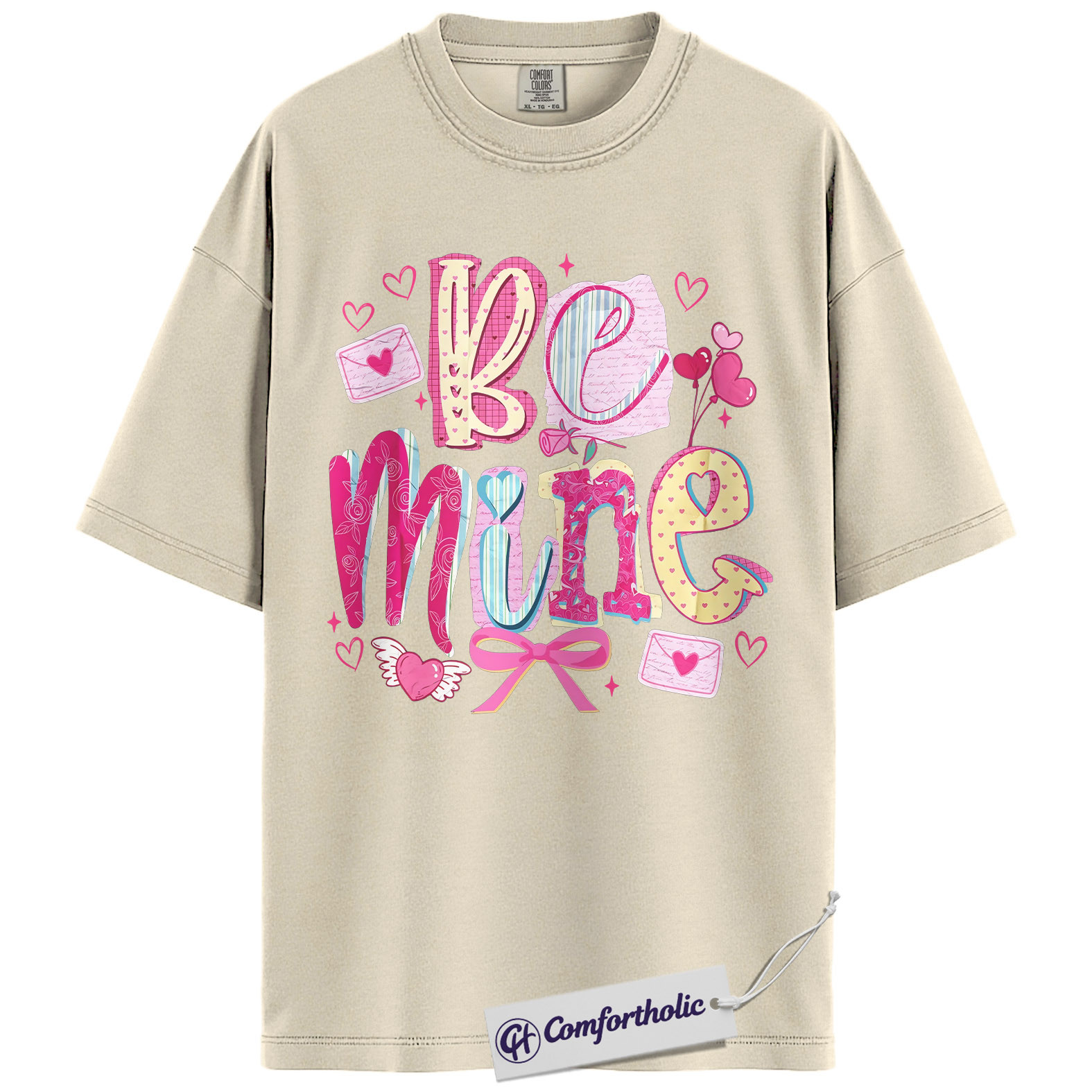 Be Mine Shirt, Cute Valentine Graphic Tee, Romantic Pink Aesthetic T-Shirt, Sweet Gift for Her, Comfort Colors Shirt - Image 4