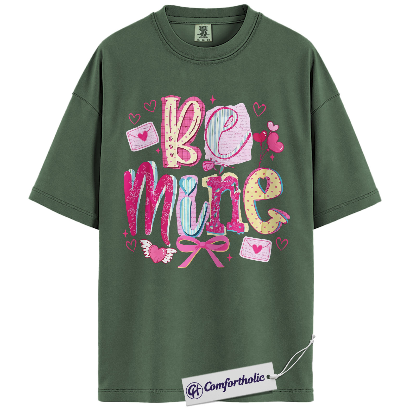 Be Mine Shirt, Cute Valentine Graphic Tee, Romantic Pink Aesthetic T-Shirt, Sweet Gift for Her, Comfort Colors Shirt - Image 5