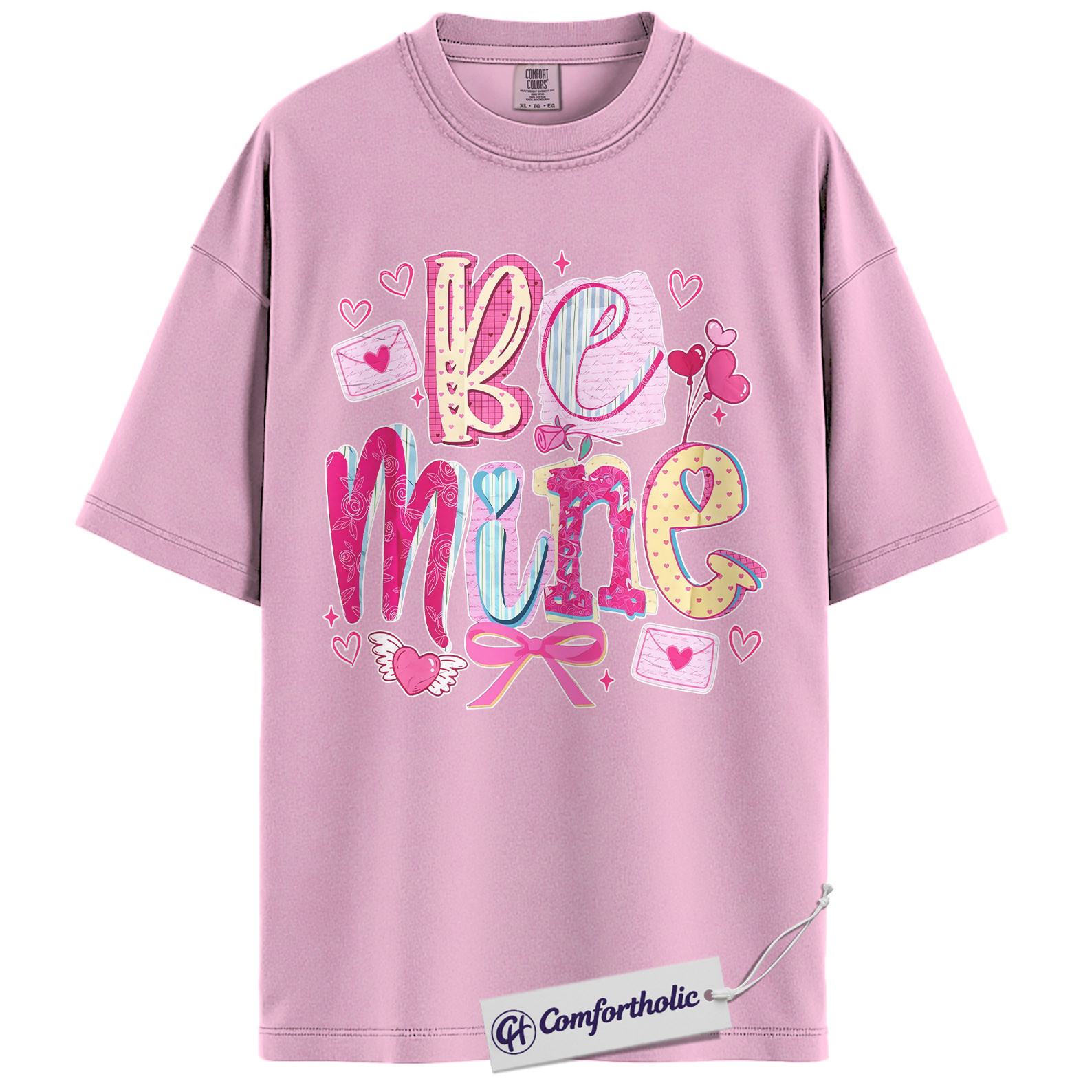 Be Mine Shirt, Cute Valentine Graphic Tee, Romantic Pink Aesthetic T-Shirt, Sweet Gift for Her, Comfort Colors Shirt - Image 8