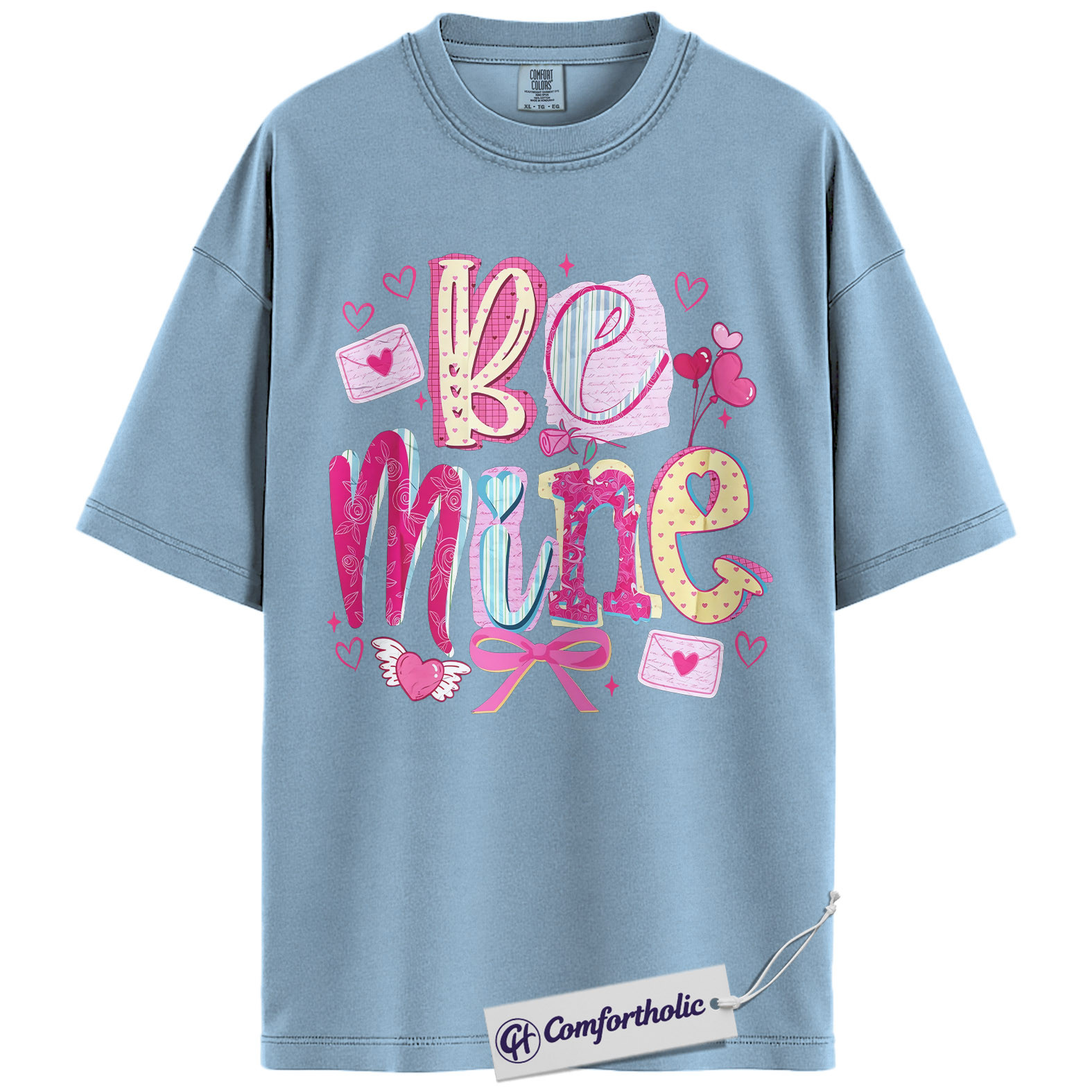Be Mine Shirt, Cute Valentine Graphic Tee, Romantic Pink Aesthetic T-Shirt, Sweet Gift for Her, Comfort Colors Shirt - Image 14