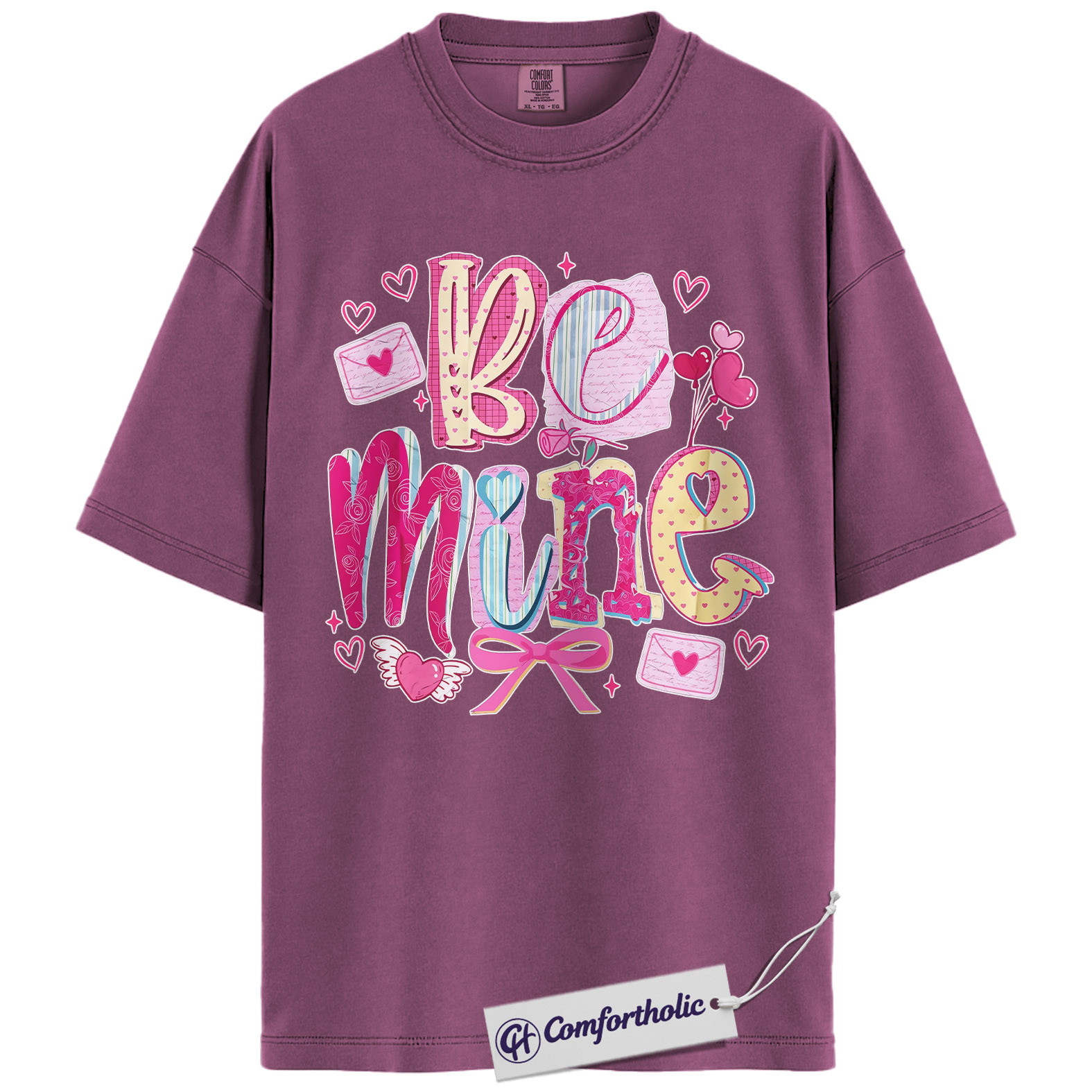 Be Mine Shirt, Cute Valentine Graphic Tee, Romantic Pink Aesthetic T-Shirt, Sweet Gift for Her, Comfort Colors Shirt - Image 15
