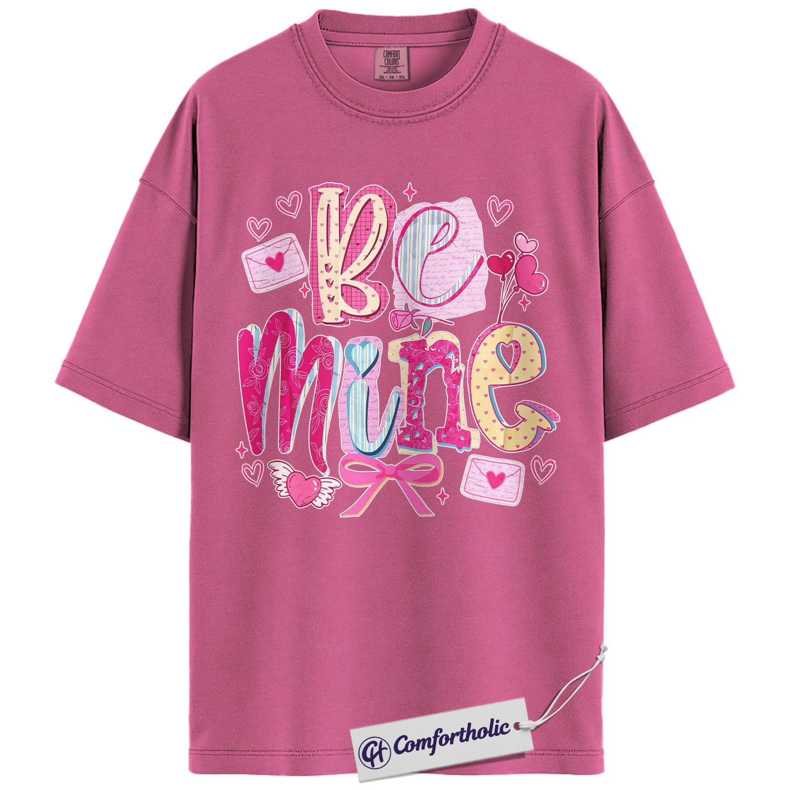 Be Mine Shirt, Cute Valentine Graphic Tee, Romantic Pink Aesthetic T-Shirt, Sweet Gift for Her, Comfort Colors Shirt - Image 16