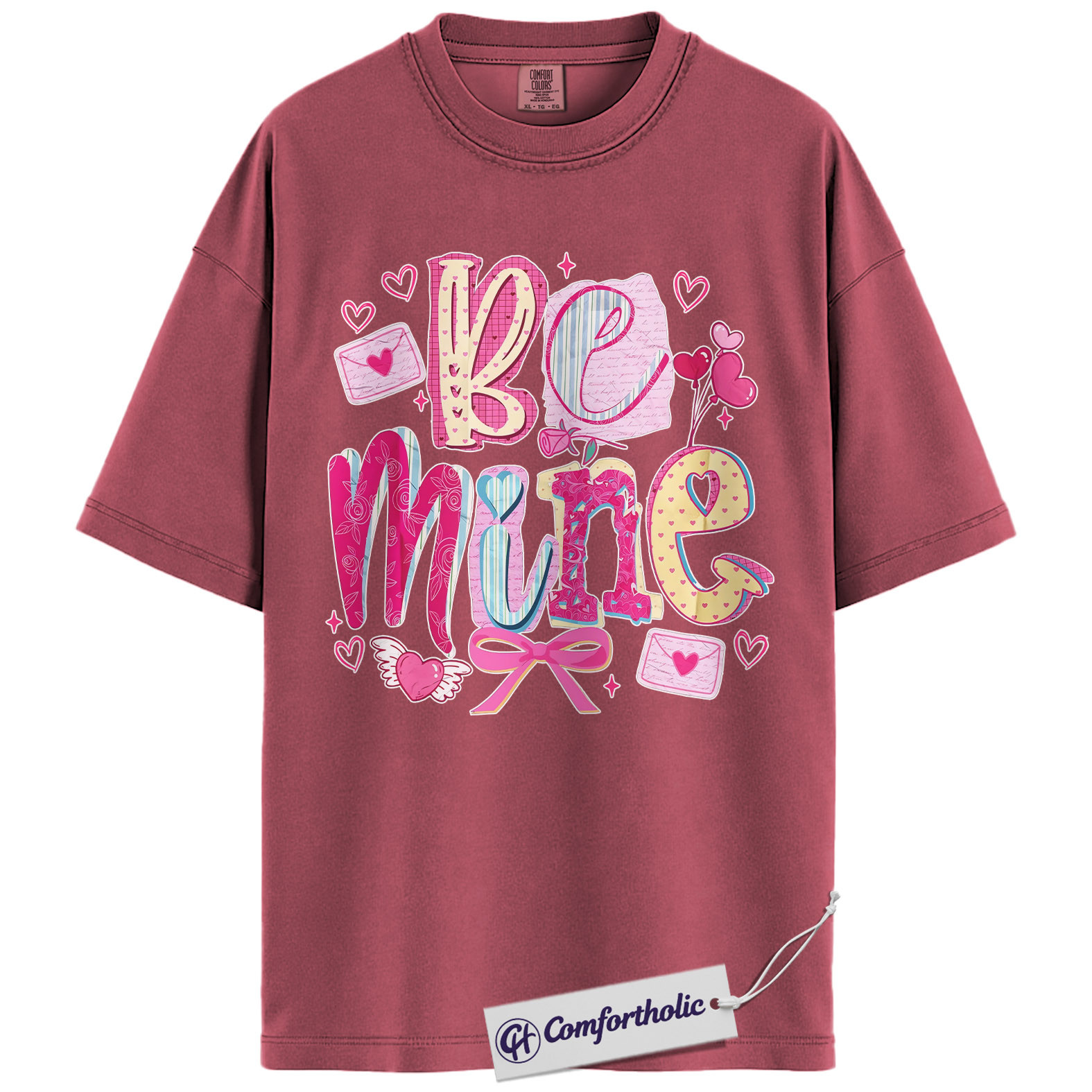 Be Mine Shirt, Cute Valentine Graphic Tee, Romantic Pink Aesthetic T-Shirt, Sweet Gift for Her, Comfort Colors Shirt - Image 18