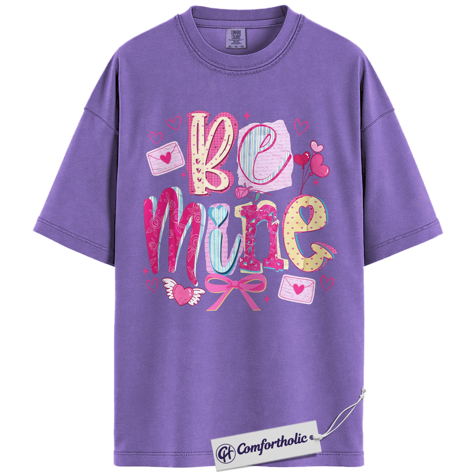 Be Mine Shirt, Cute Valentine Graphic Tee, Romantic Pink Aesthetic T-Shirt, Sweet Gift for Her, Comfort Colors Shirt - Image 20
